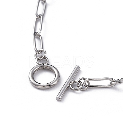 Non-Tarnish 304 Stainless Steel Paperclip Chain Necklaces NJEW-JN02667-1