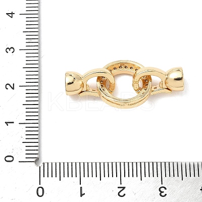 Brass Micro Pave Clear Cubic Zirconia Fold Over Clasps KK-U059-34G-1