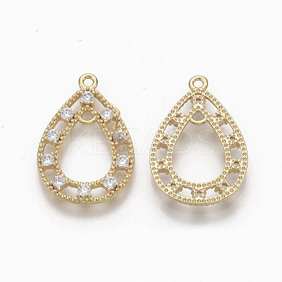 Brass Micro Pave Clear Cubic Zirconia Links ZIRC-Q021-052G-NF-1