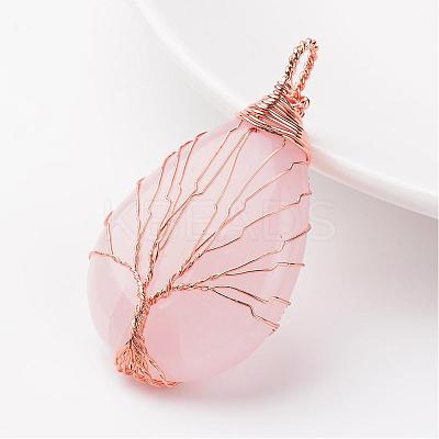 Natural Rose Quartz  Pendants G-K122-03RG-1