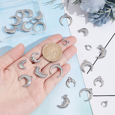 24Pcs 6 Style 304 Stainless Steel Charms STAS-PH0001-74-1