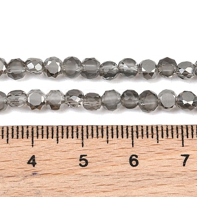 Faceted Flat Round Frosted Crystal Glass Beads Strands GLAA-F007-A03-1