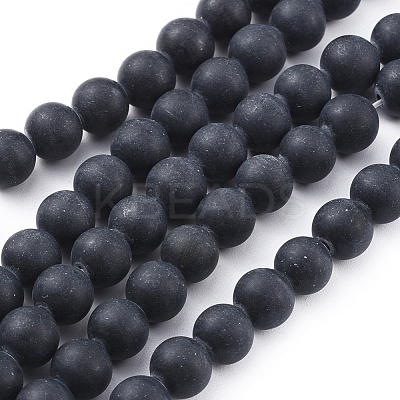 Natural Black Obsidian Beads Strands G-F662-01-8mm-1