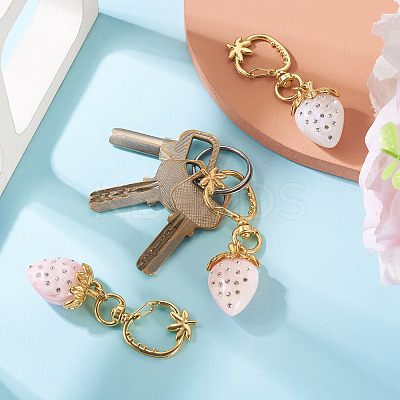 3Pcs Resin Rhinestone Strawberry Pendants Decoration HJEW-TAC0094-1