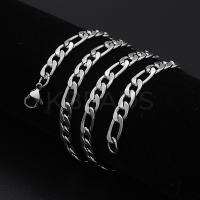 Non-Tarnish Men's 304 Stainless Steel Figaro Chain Necklaces NJEW-T012-02-51-S-1