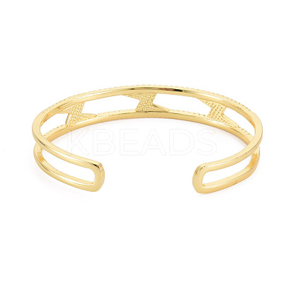 Clear Cubic Zirconia Lightning Bolt Open Cuff Bangle with Enamel BJEW-S141-023-1