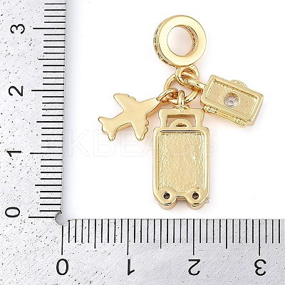 Rack Plating Brass Cubic Zirconia Summer European Dangle Charms X-KK-P287-01A-G-1