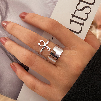 2Pcs Couple Alloy Cuff Rings for Men Women FS-WG1C6B4-01-1