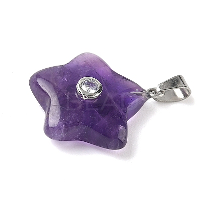 Natural Amethyst Pendants G-P599-06P-02-1