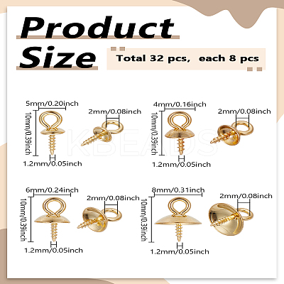 32Pcs 4 Styles 201 & 304 Stainless Steel Screw Eye Pin Peg Bails STAS-LP0005-22-1