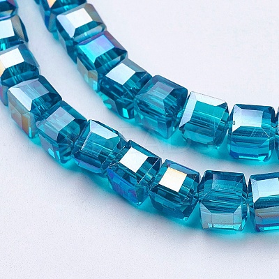 Electroplate Glass Beads Strands X-EGLA-R030-6x6mm-14-1