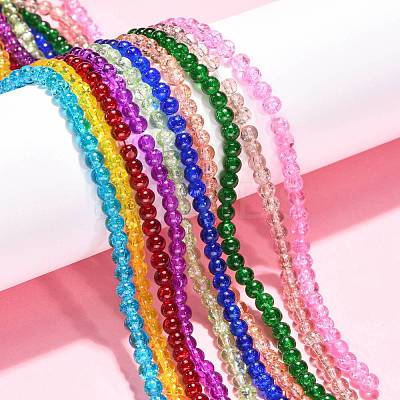 Mixed Crackle Glass Bead Strands GGC4mm-1