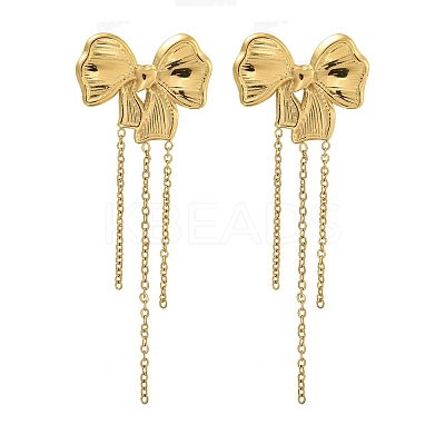 Ion Plating(IP) 304 Stainless Steel Chain Tassel Stud Earrings EJEW-G400-06G-1