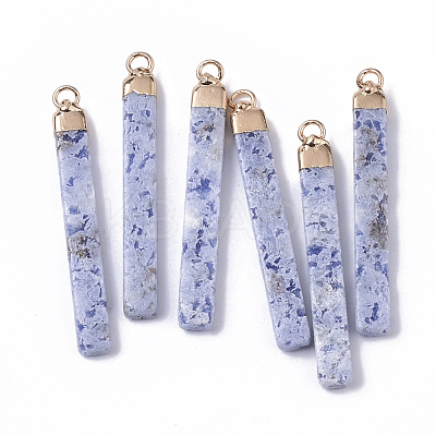 Top Golden Plated Natural Sodalite Pendants G-S359-028F-1
