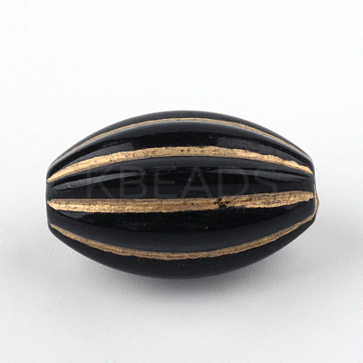 Oval Plating Acrylic Beads PACR-Q102-08B-1