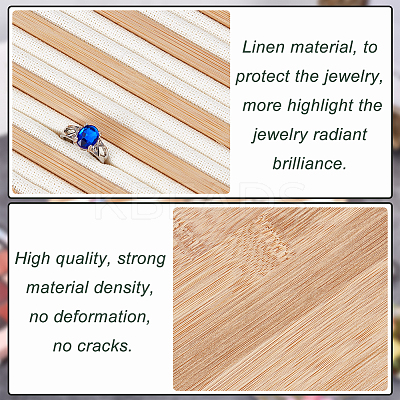 8-Slot Flat Round Bamboo Finger Ring Display Plates RDIS-WH0009-016A-1
