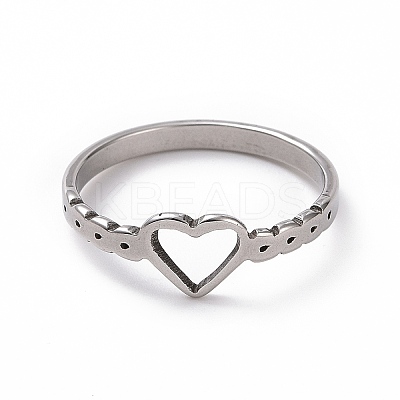 Non-Tarnish 201 Stainless Steel Hollow Heart Finger Ring for Valentine's Day RJEW-J051-26P-1