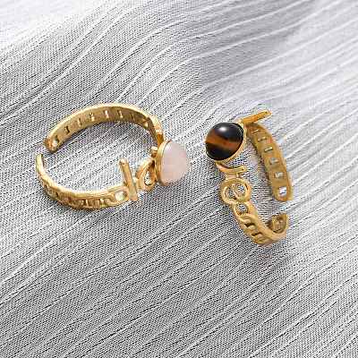 304 Stainless Steel Open Cuff Rings RJEW-A071-04G-1