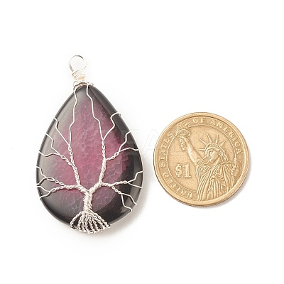 Natural Crackle Agate Pendants PALLOY-JF01526-02-1