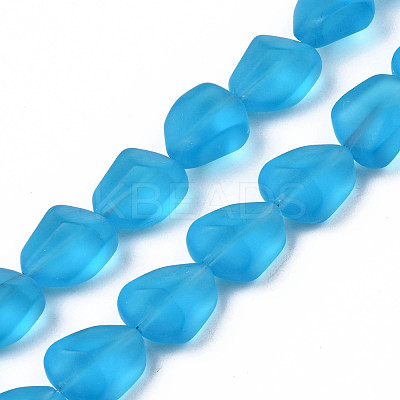 Transparent Frosted Glass Beads Strands FGLA-S001-02-1