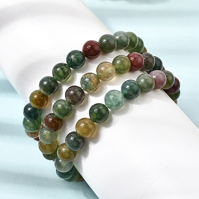 8MM Natural Indian Agate Round Beaded Stretch Bracelets for Women GG-CBA3F02-08-1