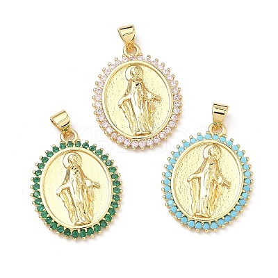 Brass Micro Pave Cubic Zirconia Pendants KK-P345-52G-02-1