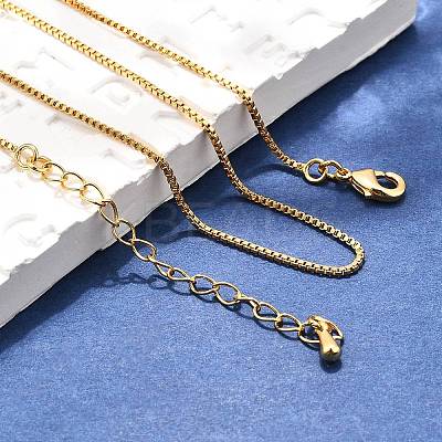 Long-Lasting Plated Brass Box Chain Necklaces X-NJEW-K112-03G-NF-1
