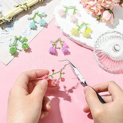6Pcs 6 Colors Handmade Glass Seed Beaded Lily of The Valley Pendants SEED-CJ0001-25-1