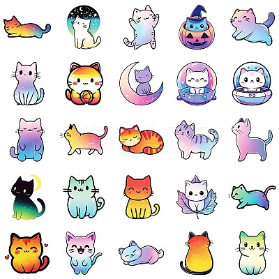 50Pcs Cartoon Cat Paper Sticker LS-STIC-C012-02-1