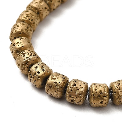 Electroplated Natural Lava Rock Beads Strands G-G984-06B-1