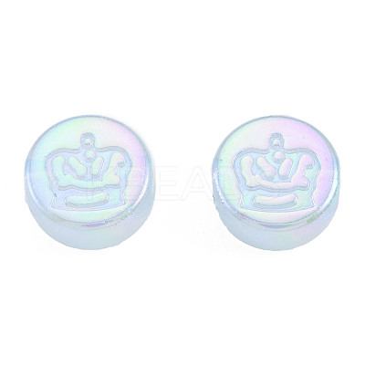 Rainbow Iridescent Plating Acrylic Beads OACR-N010-067-1