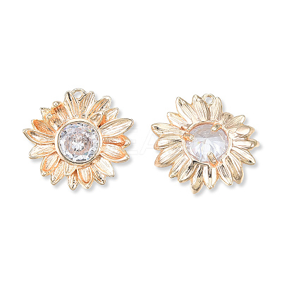 Brass Pave Clear Cubic Zirconia Pendants KK-N232-468-1