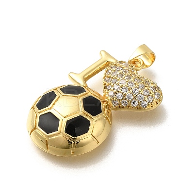 Rack Plating Brass with Cubic Zirconia Pendants and Enamel KK-Z086-04G-1