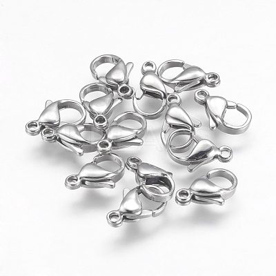Tarnish Resistant 304 Stainless Steel Lobster Claw Clasps STAS-F125-12x7mm-P-1