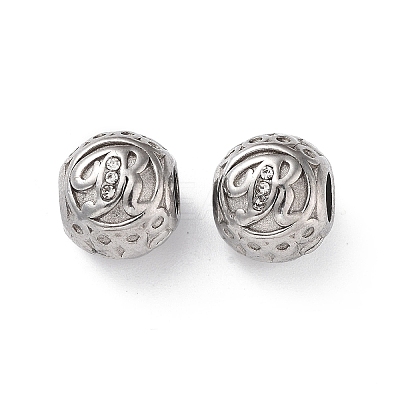 304 Stainless Steel Rhinestone European Beads STAS-A092-10R-P-1