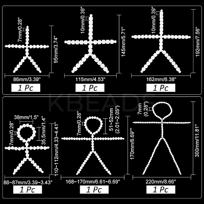 6Pcs 6 Style Plastic Action Figure Movable Skeleton DIY-PH0020-90-1