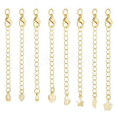 24Pcs 8 Styles Brass Curb Chain Extenders KK-GA0001-52LG-1