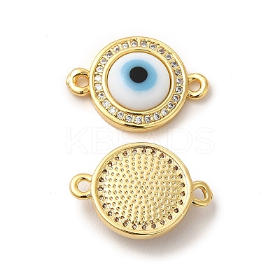 Rack Plating Real 18K Gold Plated Brass Micro Pave Clear Cubic Zirconia Connector Charms ZIRC-L102-04G-07-1