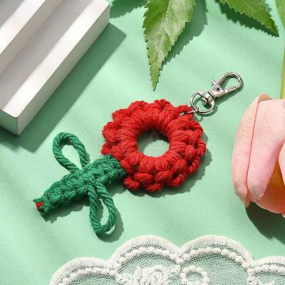 Flowers Woven Cotton Thread Pendant Decorations HJEW-JM02452-01-1