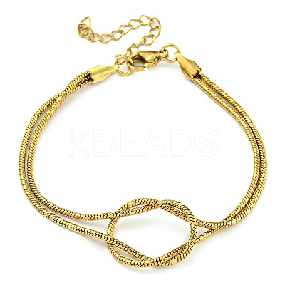PVD Vacuum Plating 304 Stainless Steel 2-Strand Round Snake Chain Bracelets BJEW-P334-01B-G-1