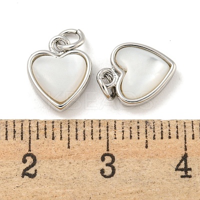 Natural Shell & Brass Heart Charms with Jump Rings KK-P275-09P-1