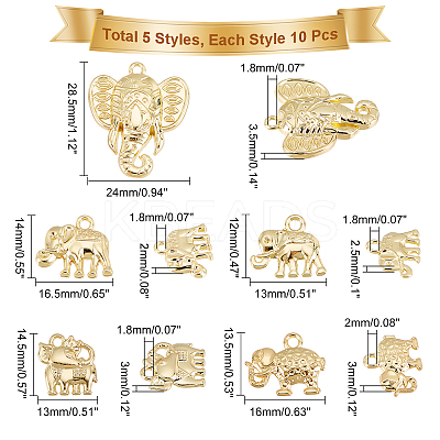 50Pcs 5 Style Rack Plating Alloy Pendants Rhinestone Settings FIND-CA0004-83-1
