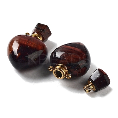 Dyed & Heated Natural Red Tiger Eye Perfume Bottle Pendants G-A026-16C-01-1