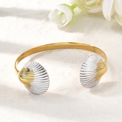 304 Stainless Steel Cuff Bangles for Women BJEW-F509-01G-1