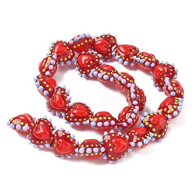 Baking Paint Glass Bumpy Beads Heart LAMP-V001-09H-1