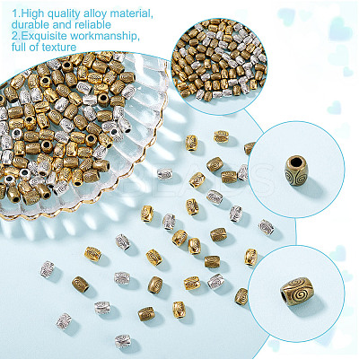 180Pcs 3 Colors Tibetan Style Alloy Beads TIBEB-GO0001-12-1