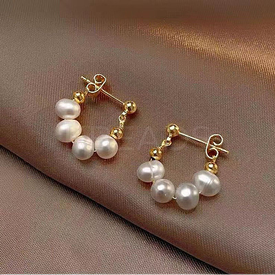 Alloy Plastic Imitation Pearl Round Hoop Earrings FS-WG1FEF0-01-1