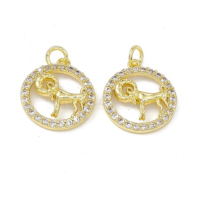 Real 18K Gold Plated Brass Micro Pave Clear Cubic Zirconia Pendants KK-E068-VB409-1-1