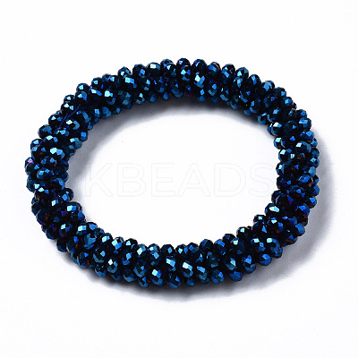 Faceted Electroplate Glass Beads Stretch Bracelets BJEW-S144-002G-04-1