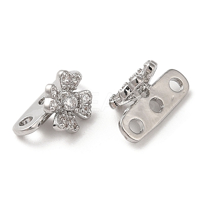 Brass Micro Pave Clear Cubic Zirconia Slide Charms KK-P239-19P-1